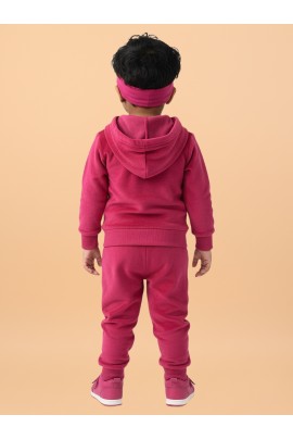 Calyx Clothing Baby Girls’ Full Sleeve Hoodie & Jogger Set Pink