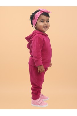 Calyx Clothing Baby Girls’ Full Sleeve Hoodie & Jogger Set Pink