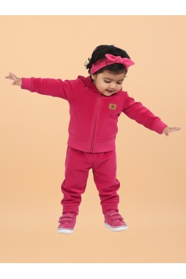 Calyx Clothing Baby Girls’ Full Sleeve Hoodie & Jogger Set Pink