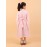 CALYX CLOTHING Pink Full-Sleeved, Knee-Length or midi-Length Dress with a Checkered Pattern and a Round Neck