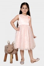 Girl star pich print party wear twill check dresses / tunic / frock / dresses