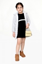 Girl gray far coat dresses / frock / dresses / coat dresses