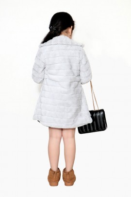 Girl gray far coat dresses / frock / dresses / coat dresses