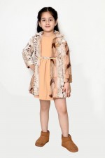 Girl lepard far printed coat dresses / frock / dresses / coat dresses