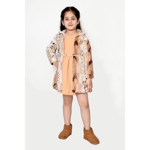 Girl lepard far printed coat dresses / frock / dresses / coat dresses