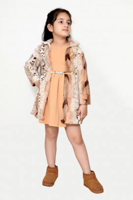 Girl lepard far printed coat dresses / frock / dresses / coat dresses